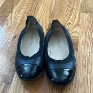 Valentino Black Flats with Patent Toe Cap